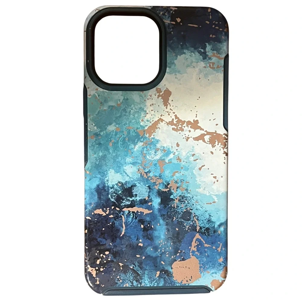 OtterBox Symmetry Case iPhone 13 12 Pro Max Enigma Marble Blue MagSafe DROP+